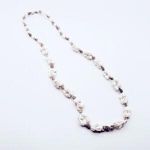 White Brown Shell Cluster Long Necklace